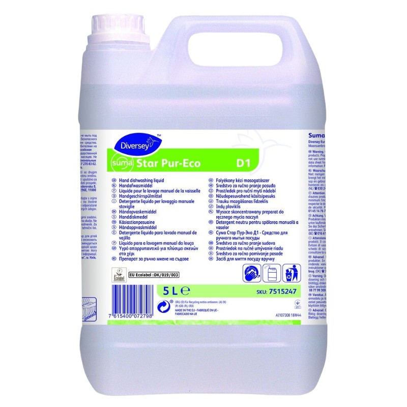 Suma® Star Pur-Eco D1 - Liquide vaisselle manuelle - 5L